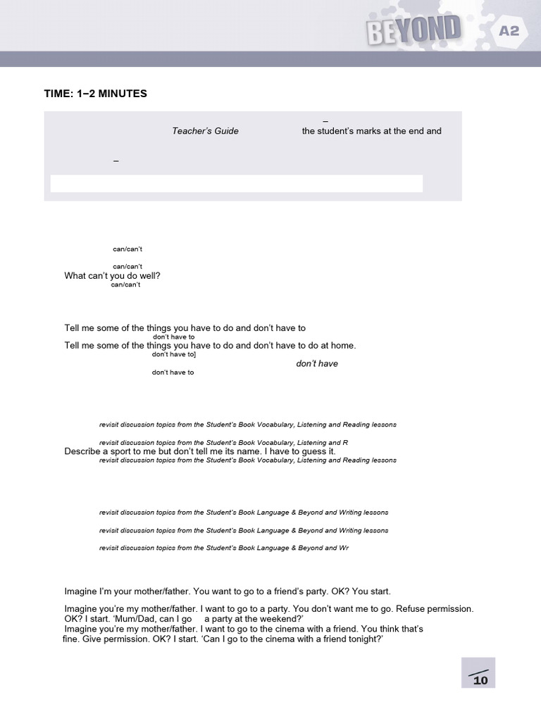 Unit 6 Speaking Test Instructions | PDF | Question | Adverb