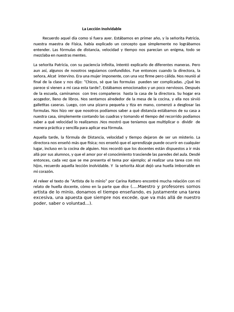 La Lección Inolvidable en la Cocina | PDF