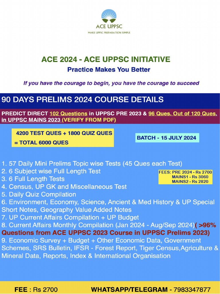 90 DAYS ACE UPPSC 2024 STUDY PLAN(15 JULY BATCH) | PDF | Ecology ...