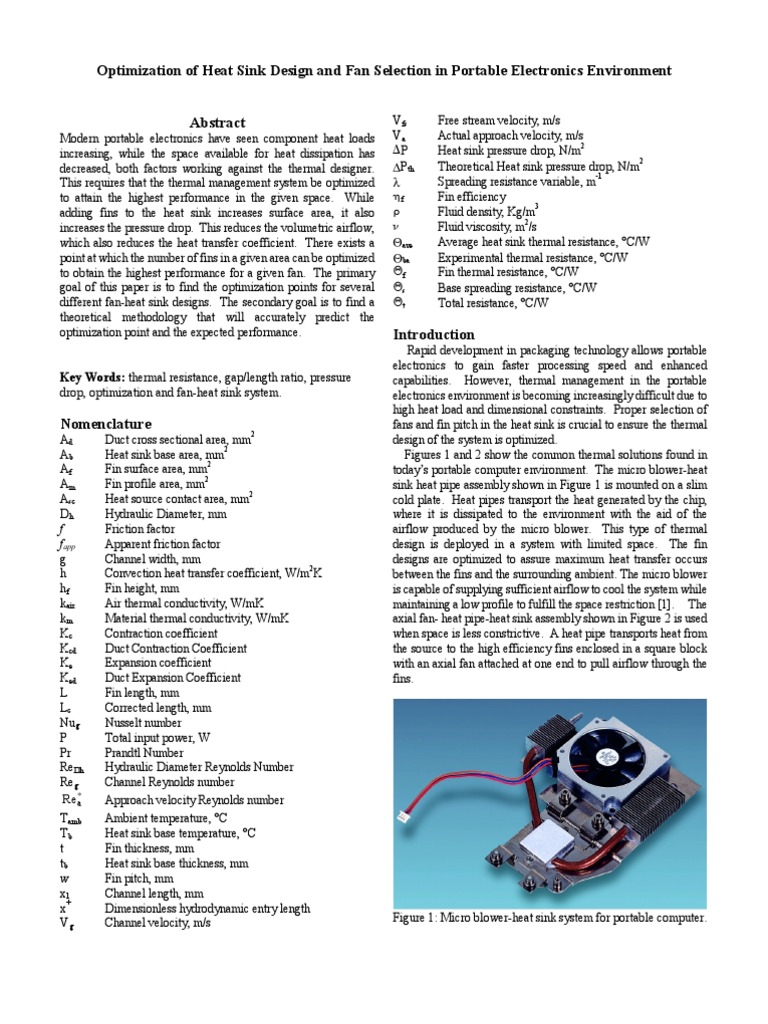 Fan Heat Sink Optimization