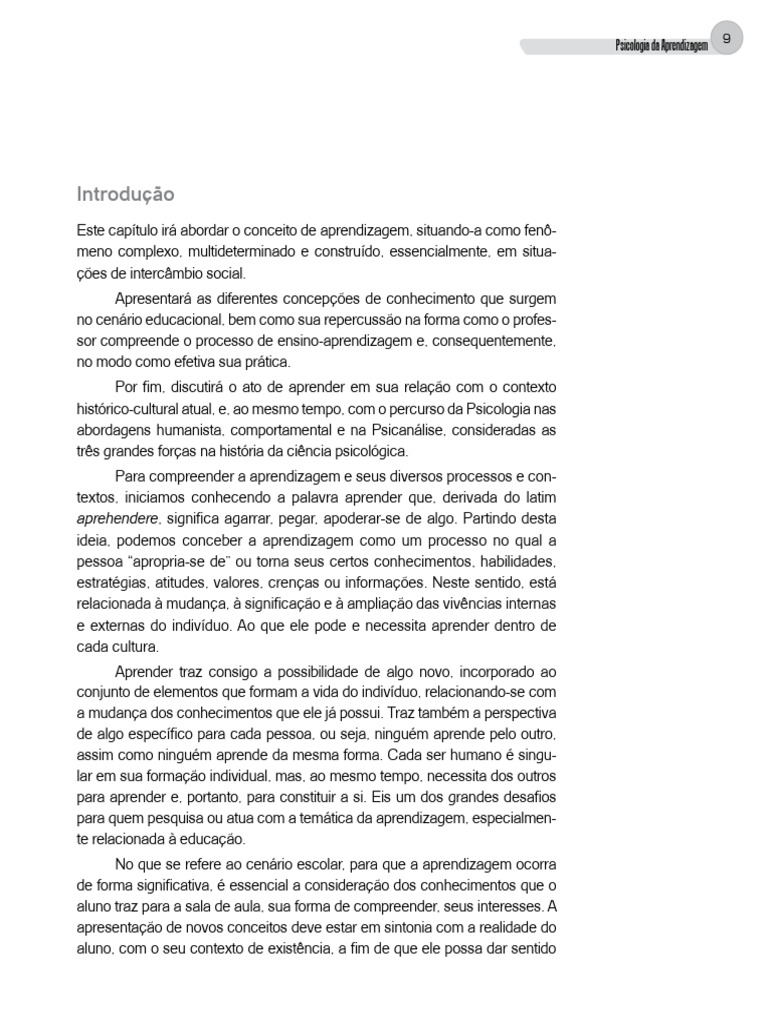 Psicologia da Aprendizagem e Ensino | PDF | Aprendizado | Psicologia