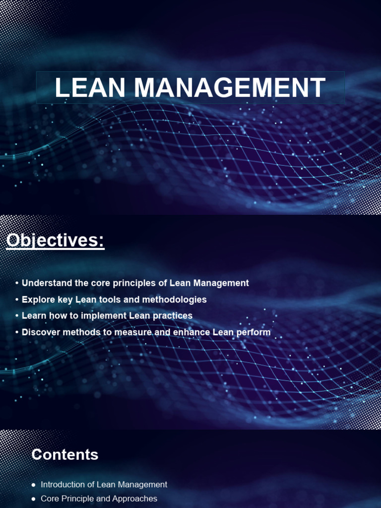 Lean Management Principles and Tools | PDF | Lean Manufacturing ...