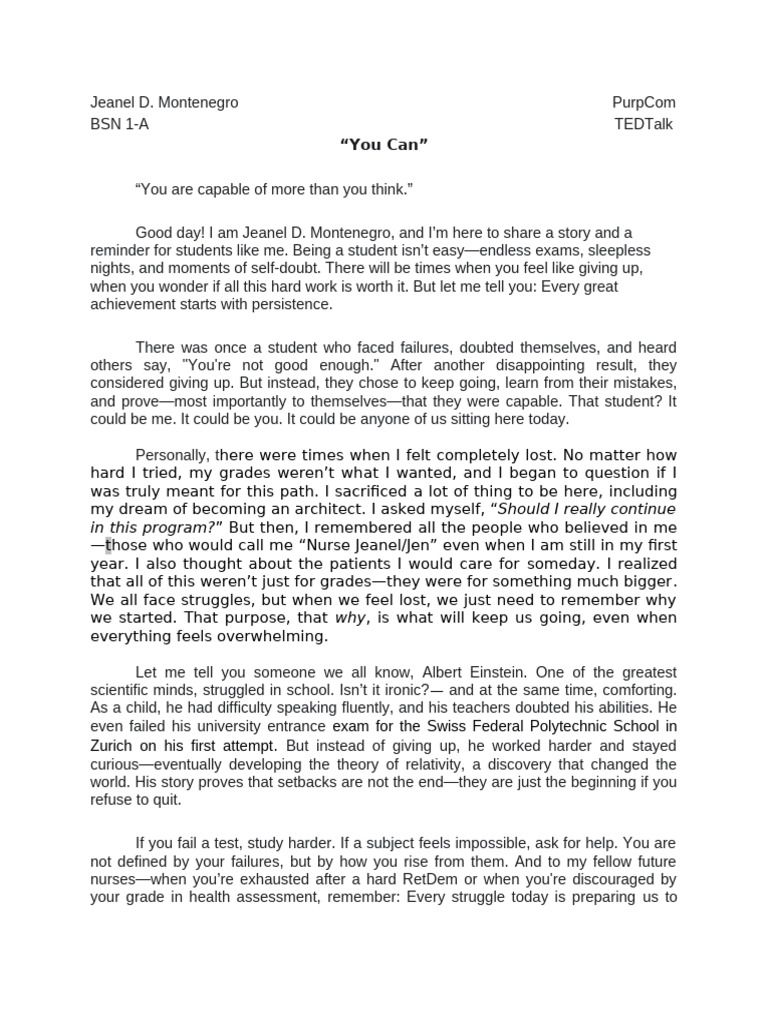 TEDTalk Sample by Dustin Lee Mendoza | PDF