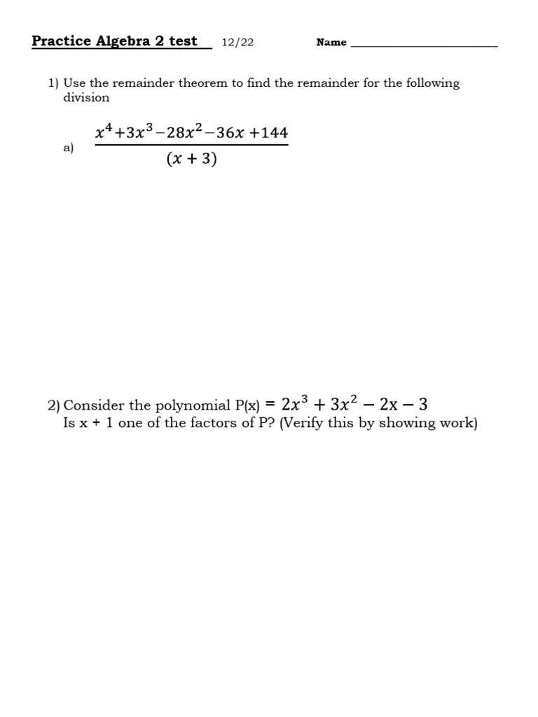 Alg 2 Practice Test 11th Dec 22 2022 | PDF