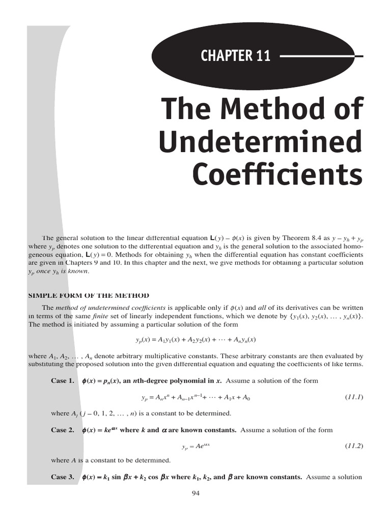 Solving Differential Equations with Coefficients | PDF | Polynomial ...