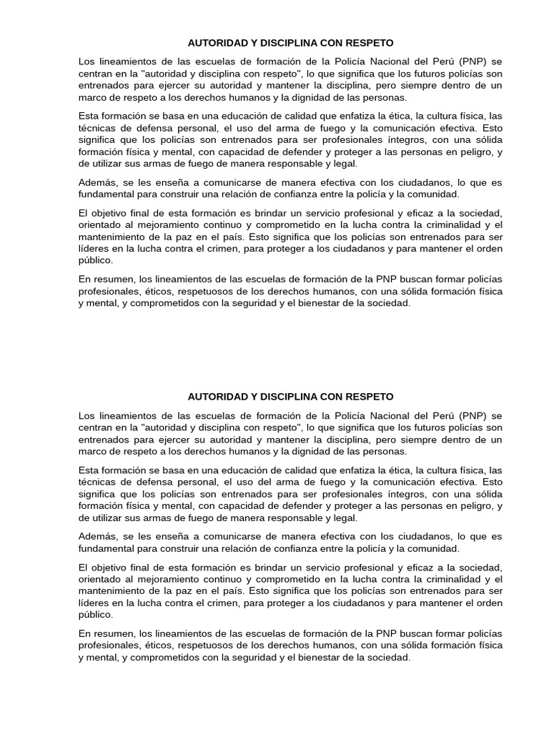 Autoridad y Disciplina en la PNP | PDF | Policía | Disciplinas