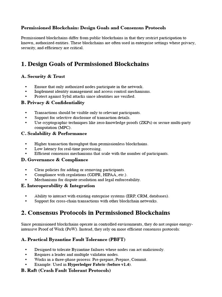 Design Goals & Consensus in Permissioned Blockchains | PDF | Computing ...