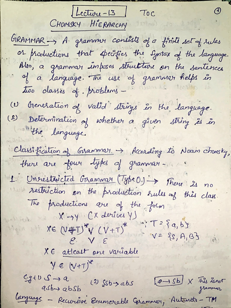Chomesky Classification | PDF