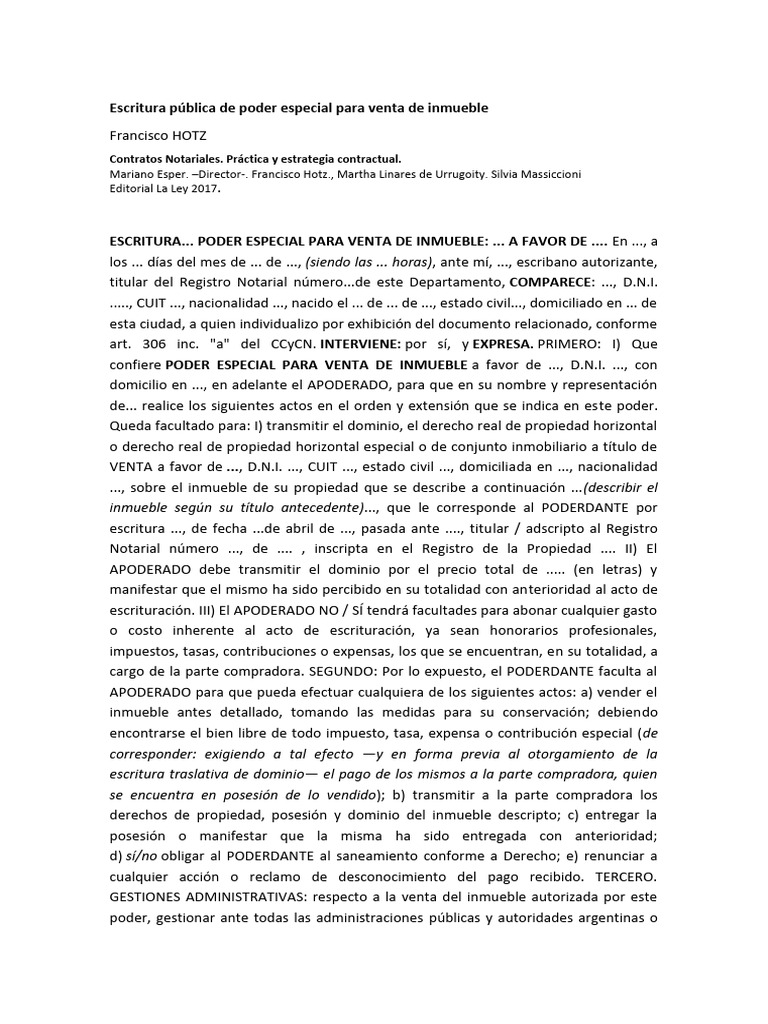 Poder Especial para Venta de Inmueble | PDF | Propiedad