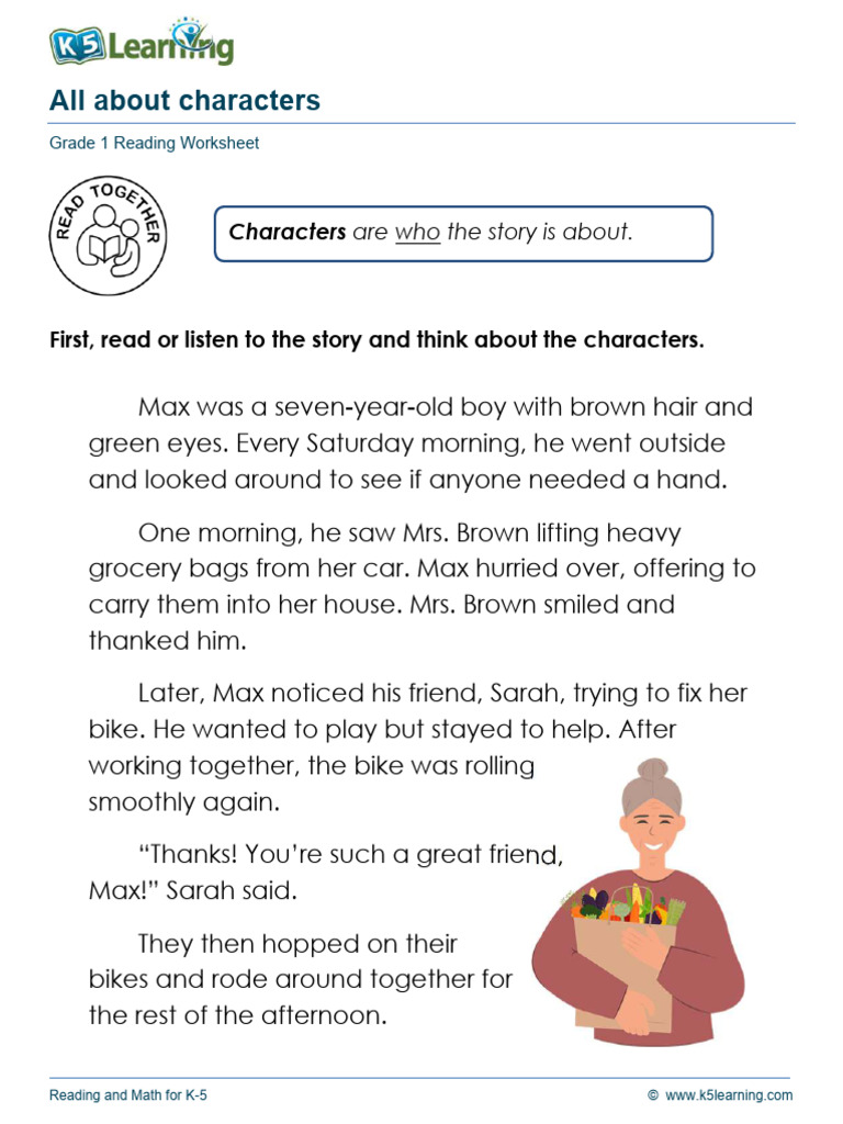 Grade 1 Character Analysis Worksheet | PDF