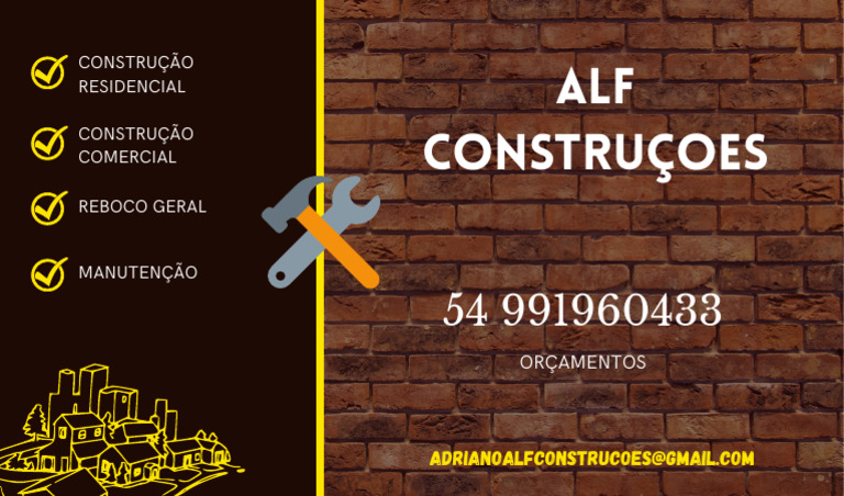 Cartão de visita de pedreiro colorido vermelho e amarelo (1) | PDF