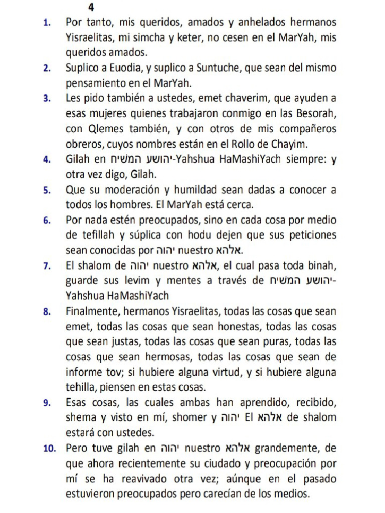 Filipenses 4 Biblia La Torah Hebrea en Español | PDF | Epístola a los ...