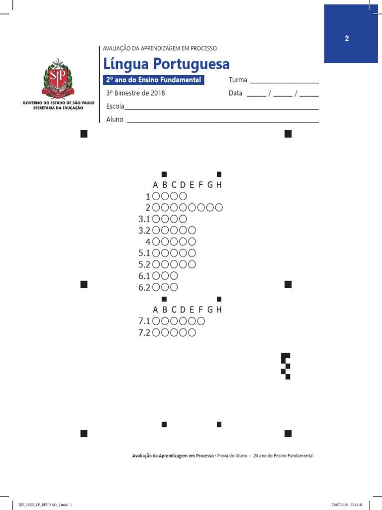 Avaliação de Língua Portuguesa - 2º Ano | PDF | Avaliação educacional e ...