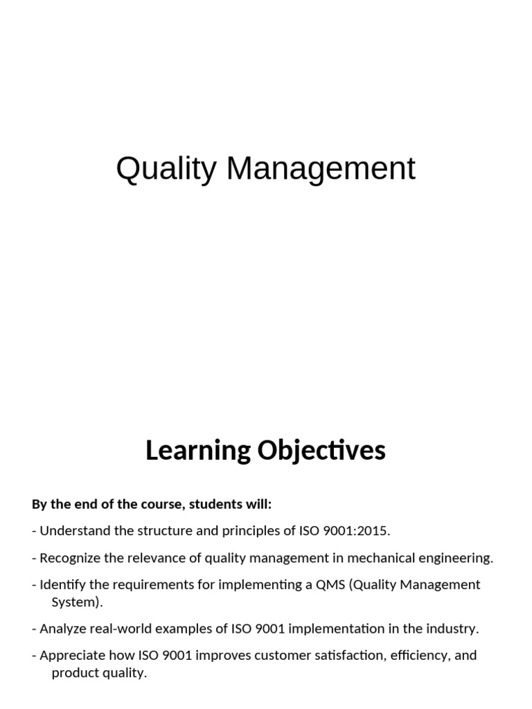 Lec 1 - ISO 9001-2015 | PDF | Quality Management System | Quality ...