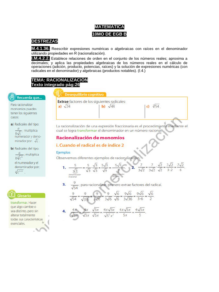 Matematica 10mo Egb. S15 | PDF