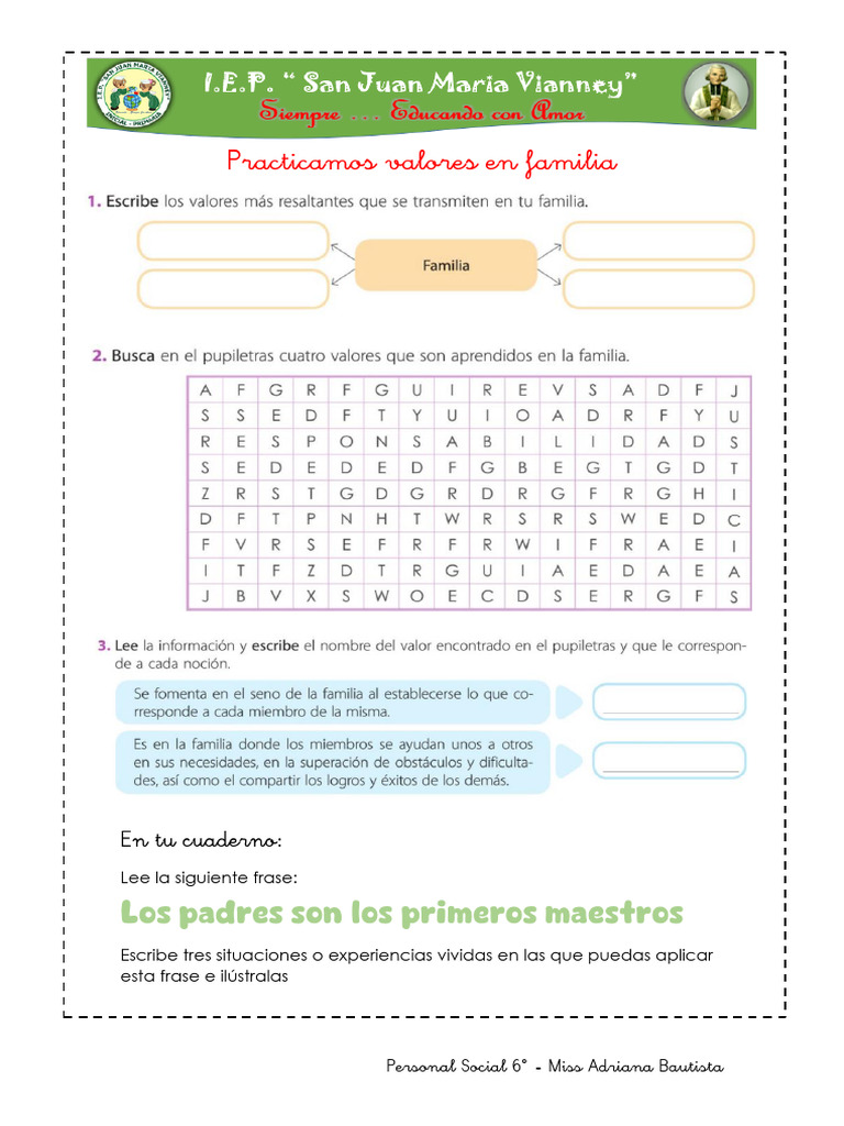 Practicamos Valores en Familia - FT | PDF