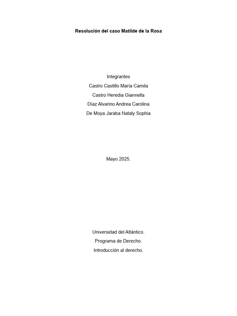 Resolución Del Caso Matilde de La Rosa | PDF