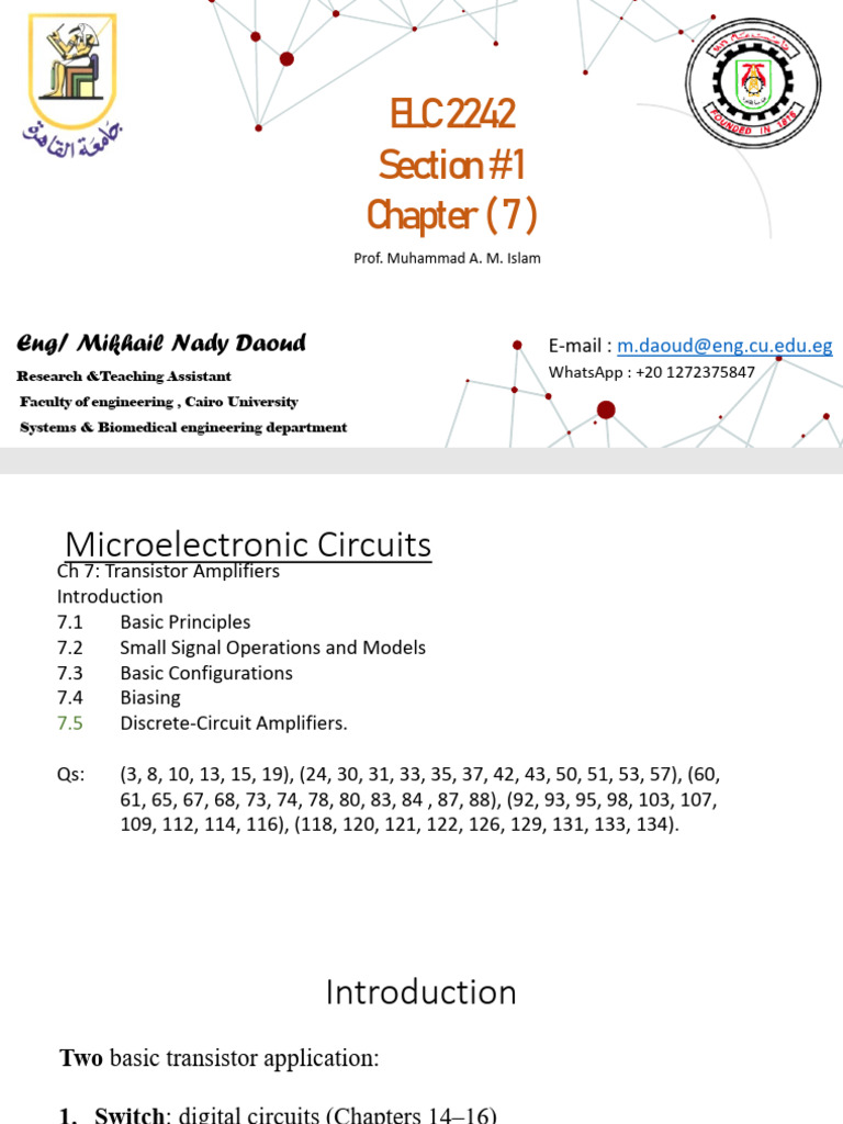 Section 1 CH 7 | PDF | Bipolar Junction Transistor | Amplifier