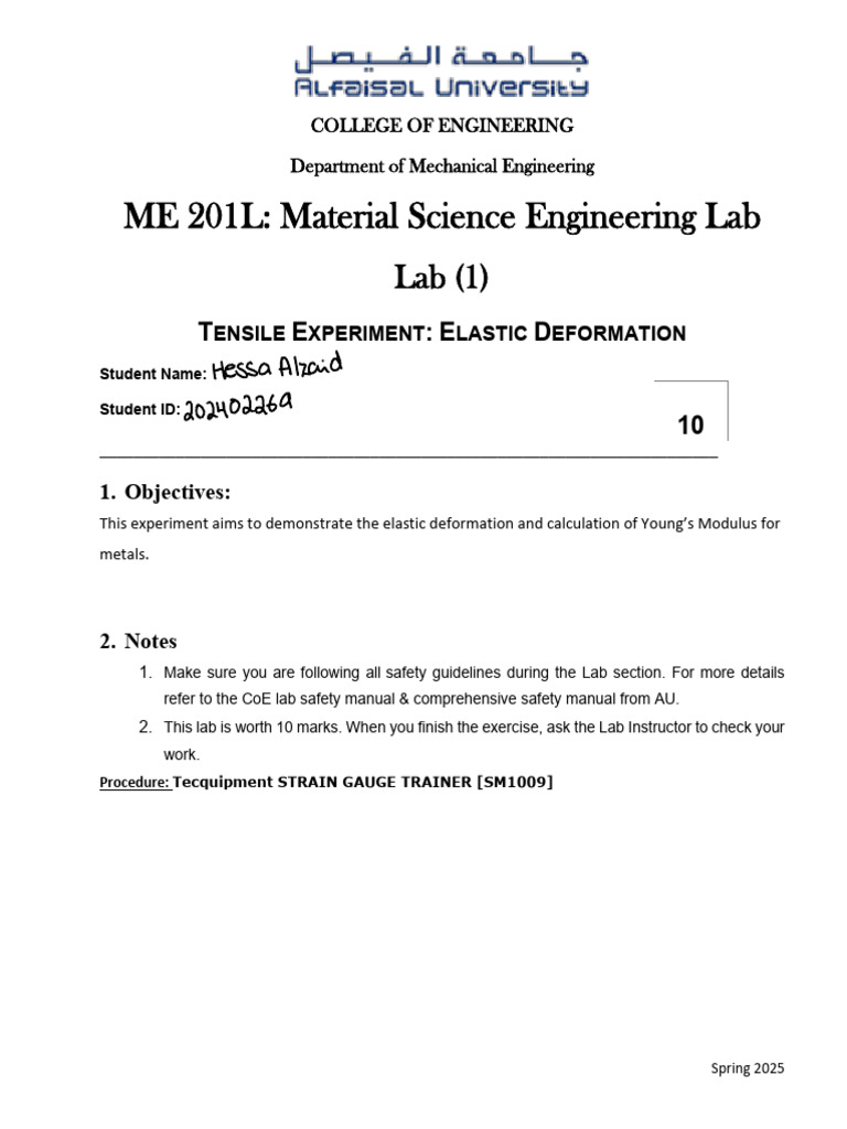 Elastic Deformation Lab: Young's Modulus | PDF | Deformation ...