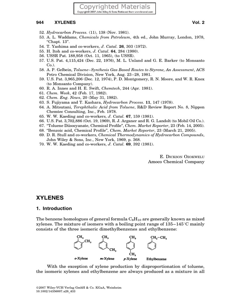 Xylenes: Structure and Solvent Properties | PDF | Cracking (Chemistry ...