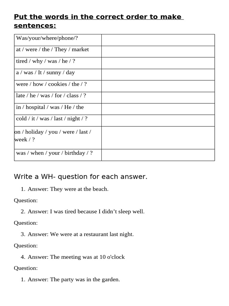 Put The Words in The Correct Order To Make Sentences | PDF