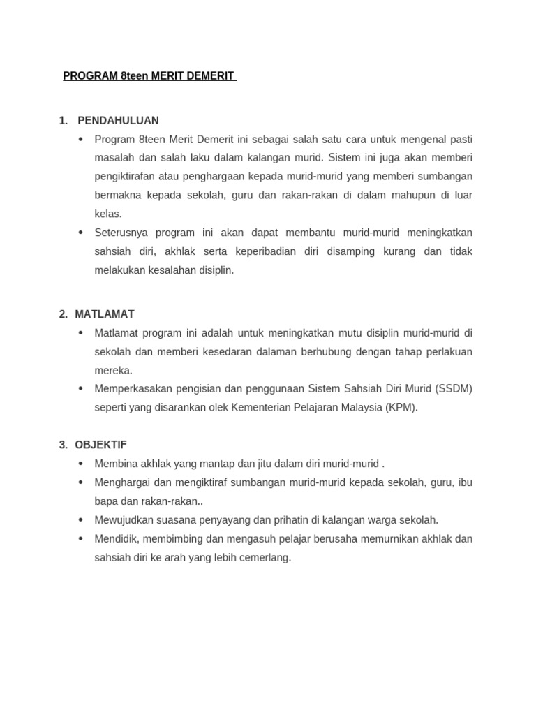 Program 8teen Merit Demerit (3) | PDF