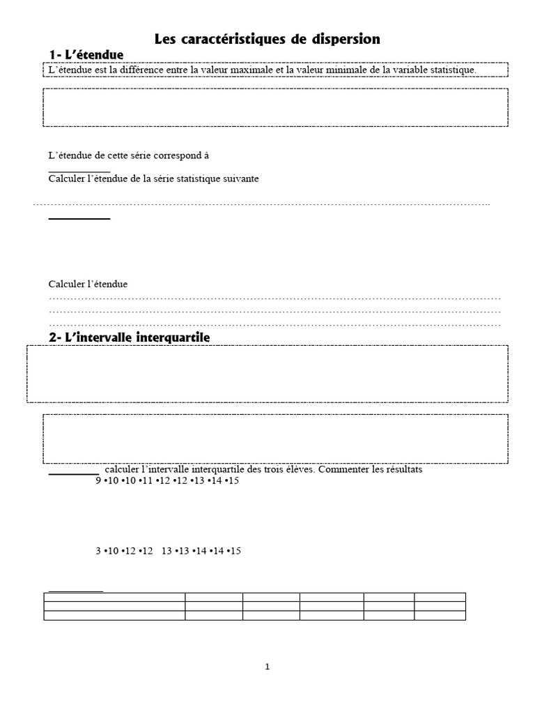 Intervalle interquartile et dispersion | PDF | Moyenne | Quartile