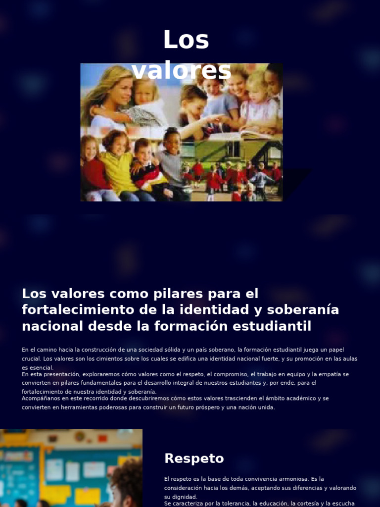 Los Valores Como Pilares para El Fortalecimiento de La Identidad y ...