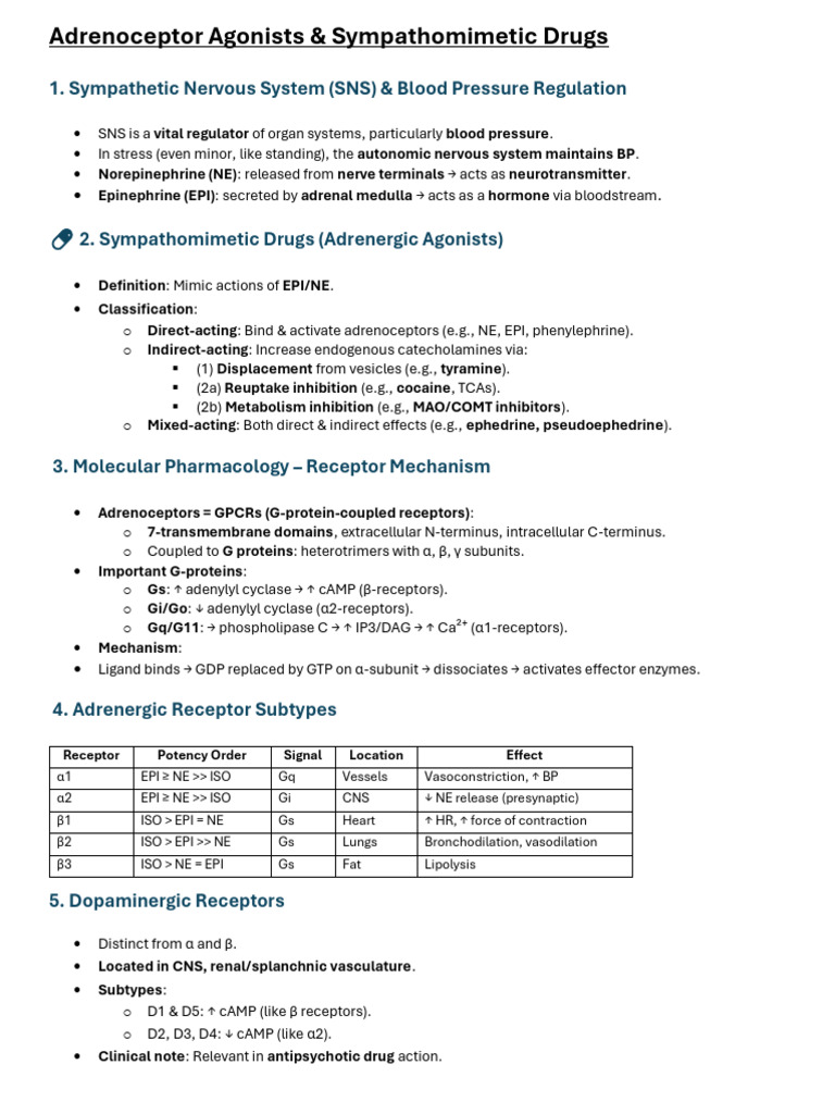 Adrenoceptor Agonists & Sympathomimetic Drugs | PDF | Stimulant ...