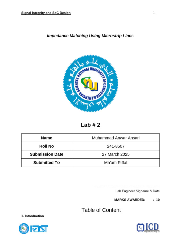 Report - Lab - 2 - SoC - M.Anwar Ansari | PDF | System On A Chip ...
