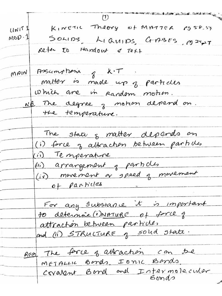U1 Mod1 Kinetic Theory of Matter | PDF