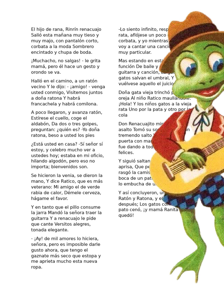 El hijo de Rana Rinrín Renacuajo | PDF