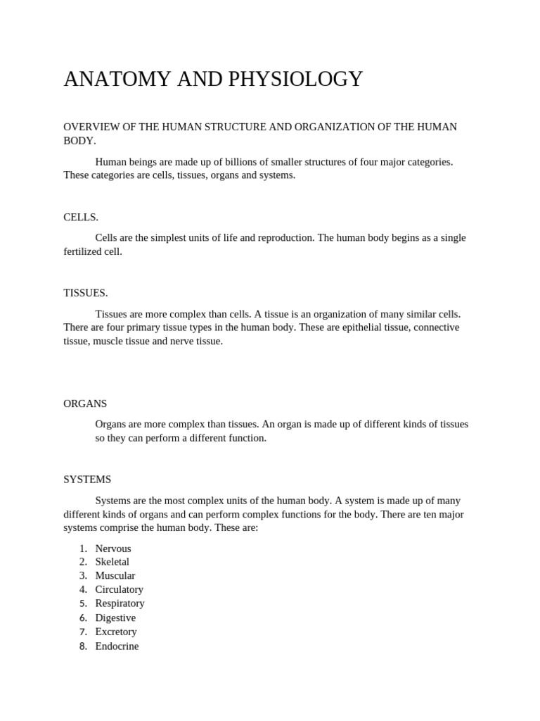 Human Body Structure and Systems Overview | PDF | Human Body | Bone