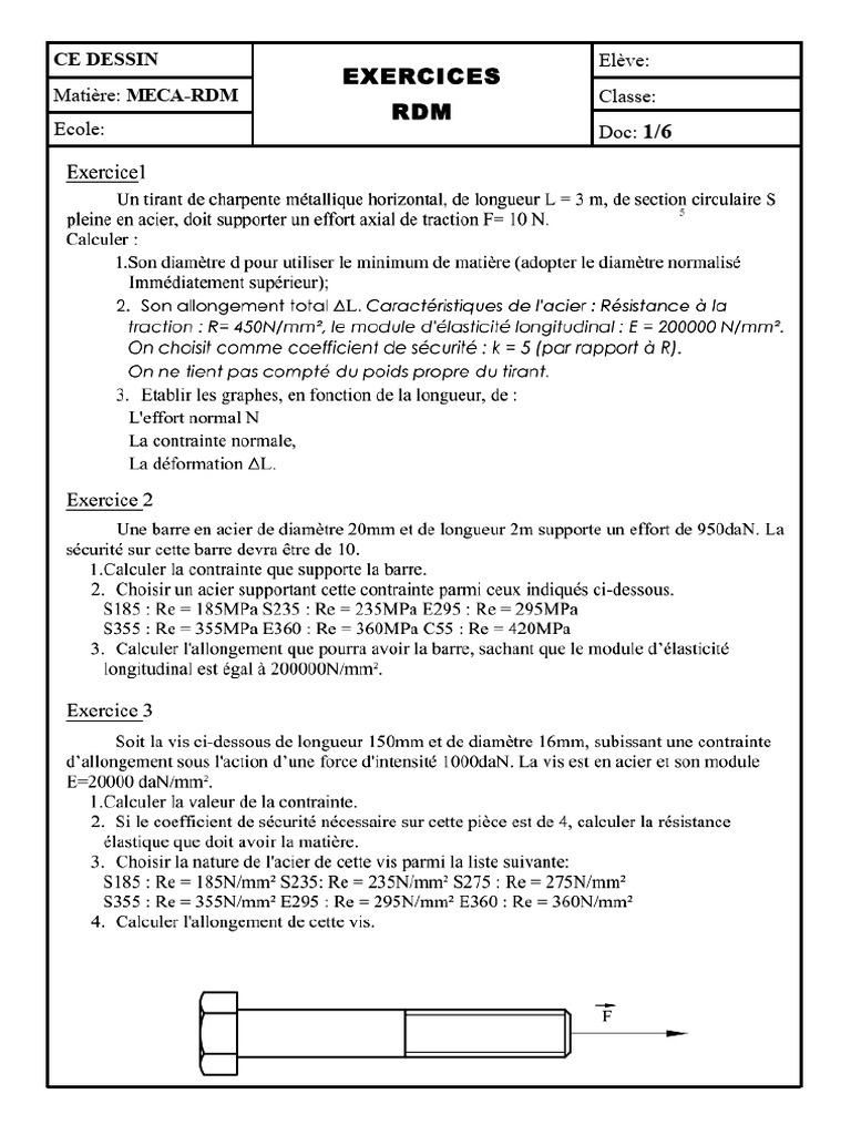 Exercices de RDM en Mécanique | PDF