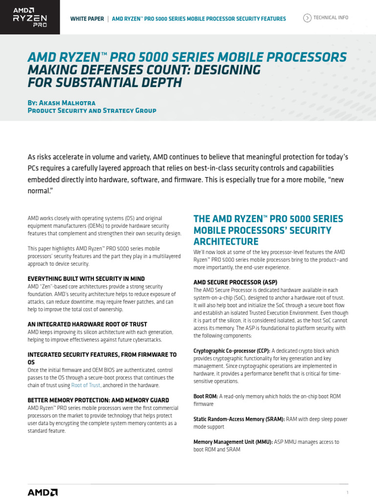 AMD Ryzen PRO 5000 Security Features | PDF | Booting | Operating System