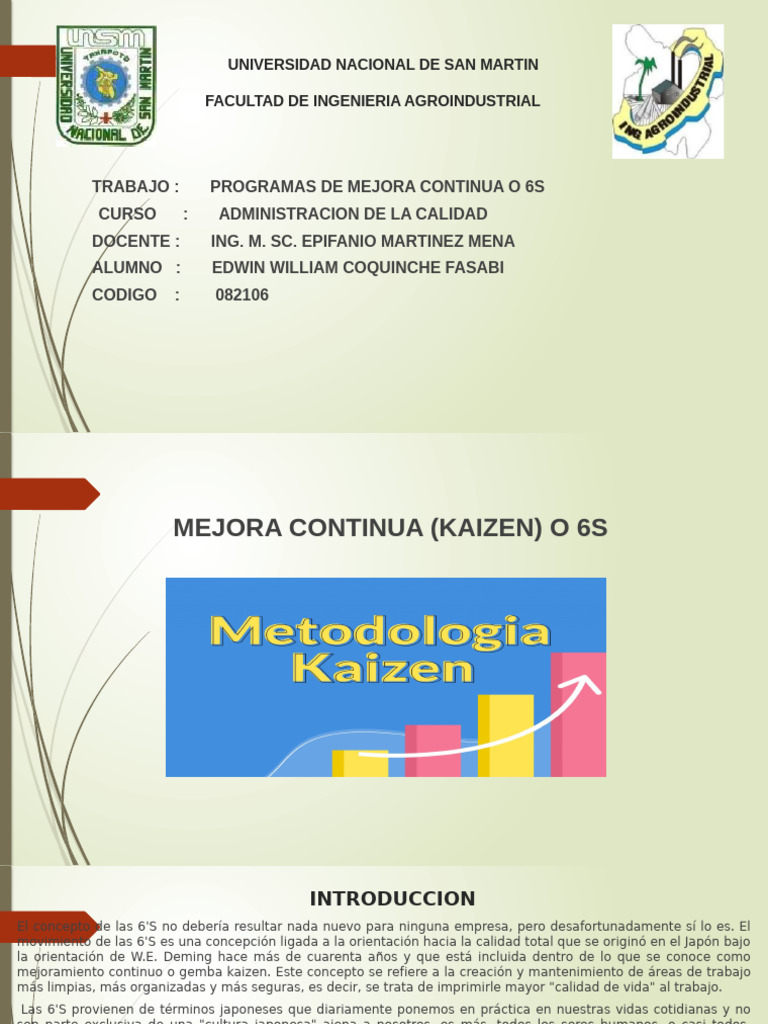 Mejora Continua y 6S en Empresas | PDF | Lean Manufacturing ...