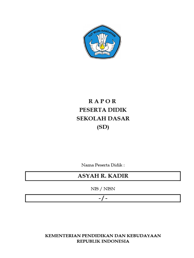 Rapor Peserta Didik SD Asyah R. Kadir | PDF