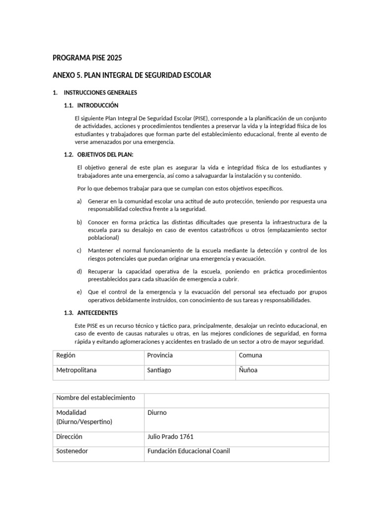 Pise 2025 Los Castaños Abril | PDF | Maestros | Educación de la primera ...