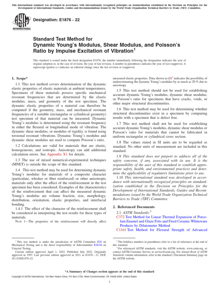 ASTM E1876-22: Dynamic Modulus Testing | PDF | Deformation (Engineering ...