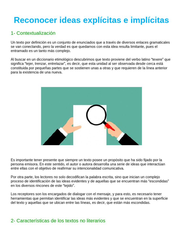 Identificación de Ideas Explícitas e Implícitas | PDF | Inferencia | De ...
