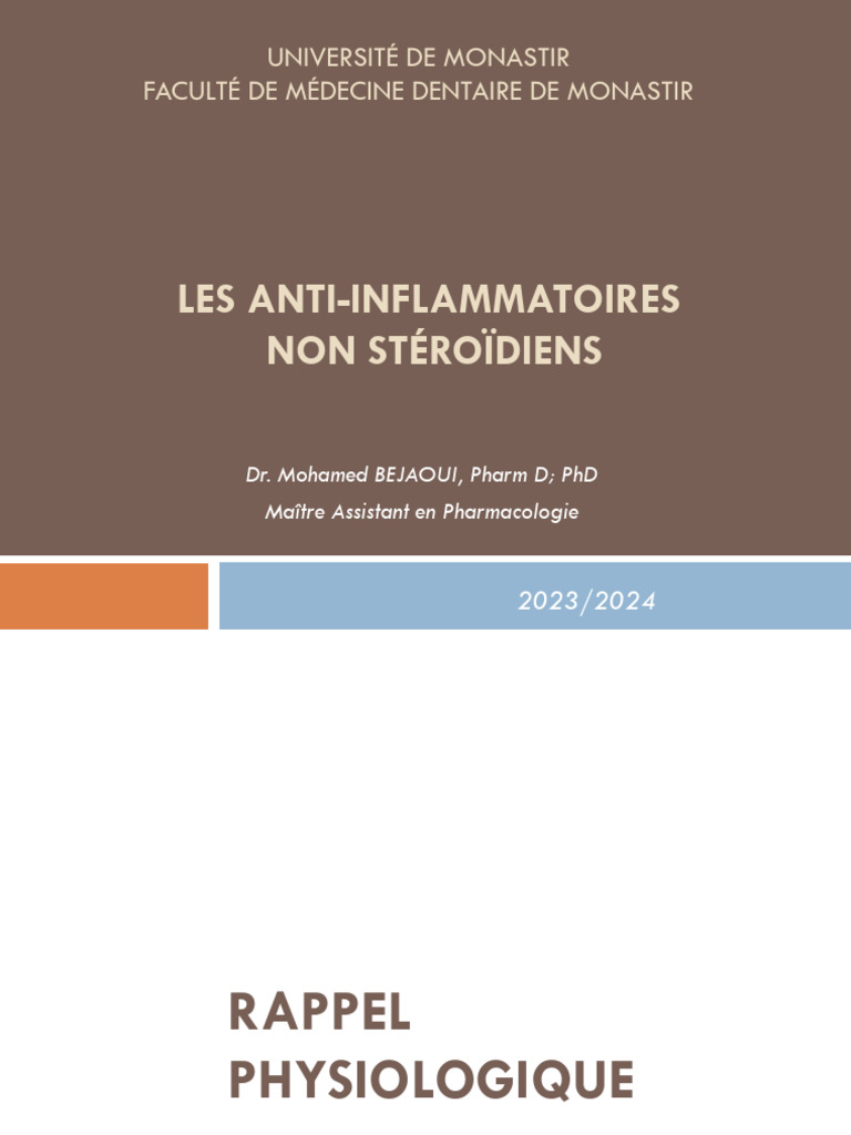 Anti-inflammatoires non stéroïdiens en odontologie | PDF | Anti ...