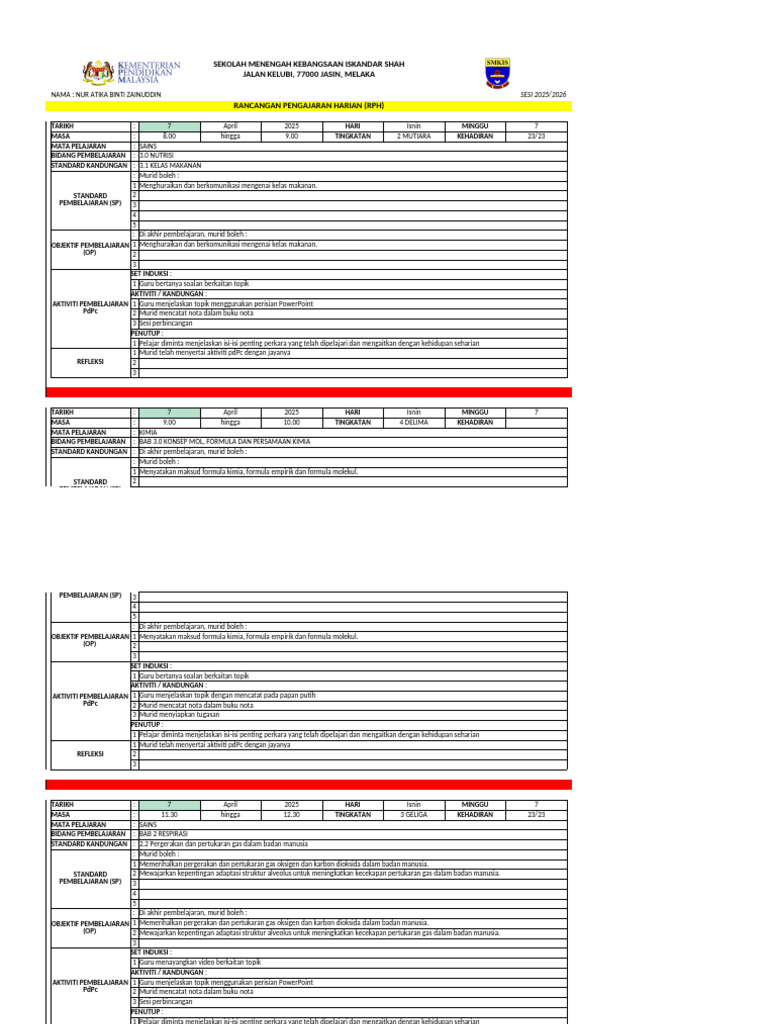 RPH Minggu 6 | PDF