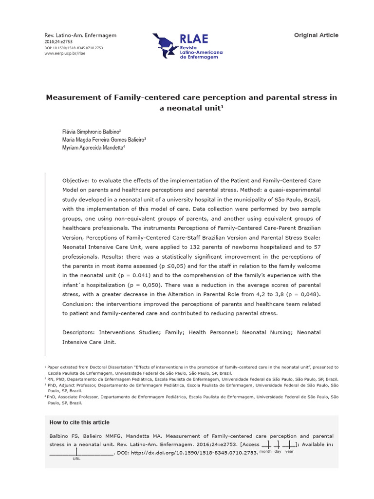 Family-Centered Care in NICU: Impact Study | PDF | Neonatal Intensive ...
