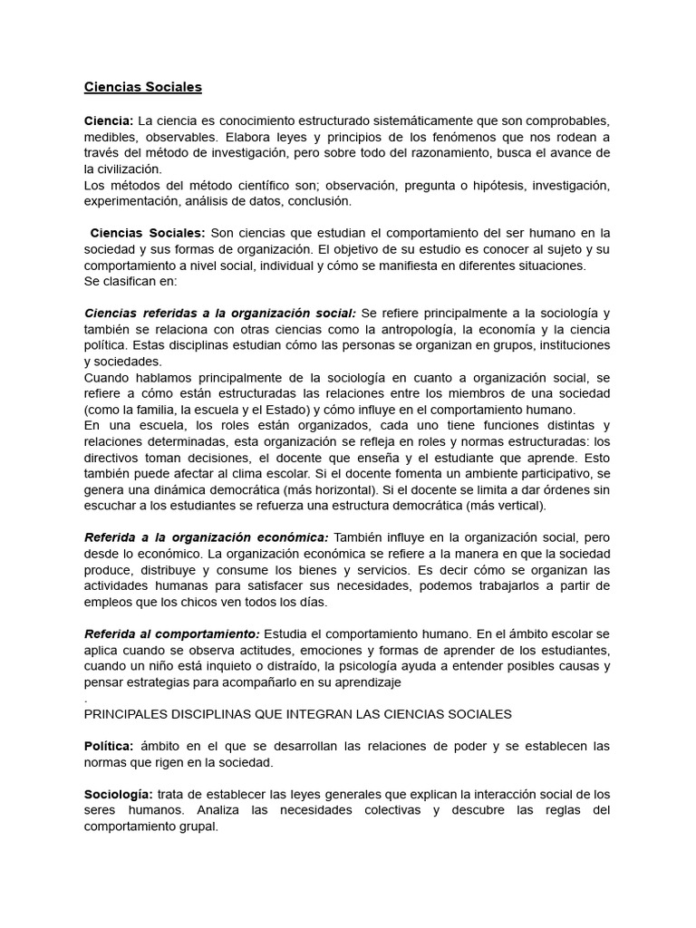 Ciencias Sociales y Comportamiento Humano | PDF | Sociedad | Comportamiento