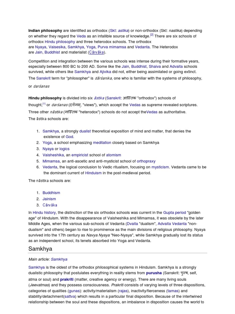 Overview of Indian Philosophy Schools | PDF | Philosophy