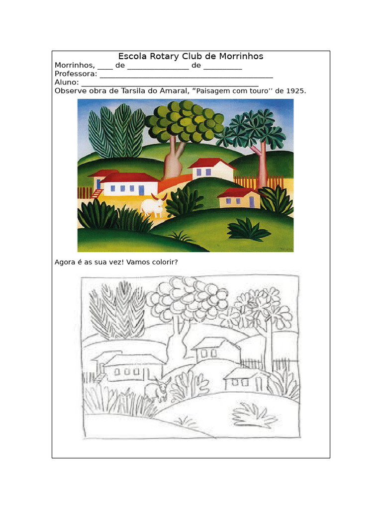 Atividade de Colorir Tarsila do Amaral | PDF