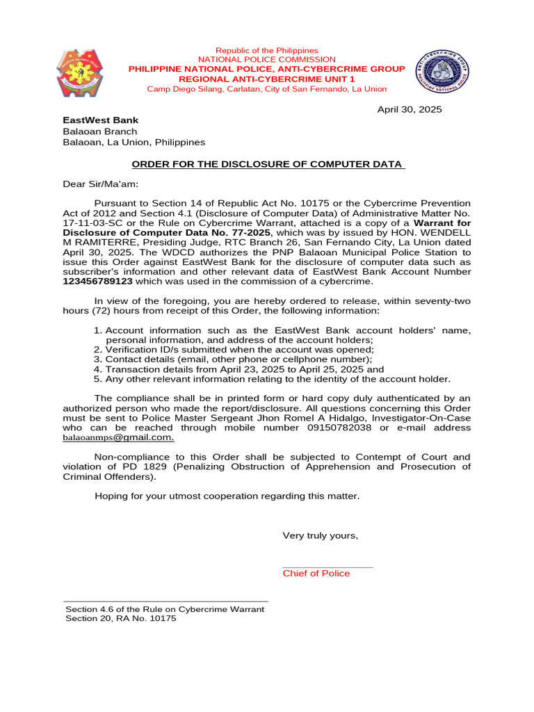 Disclosure Order - (1) | PDF | Crime & Violence | Criminal Justice