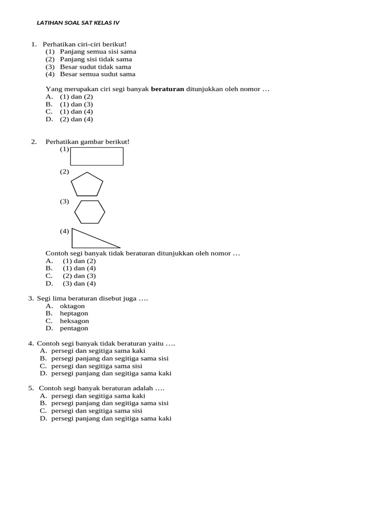 Latihan Soal SAT Kelas IV | PDF