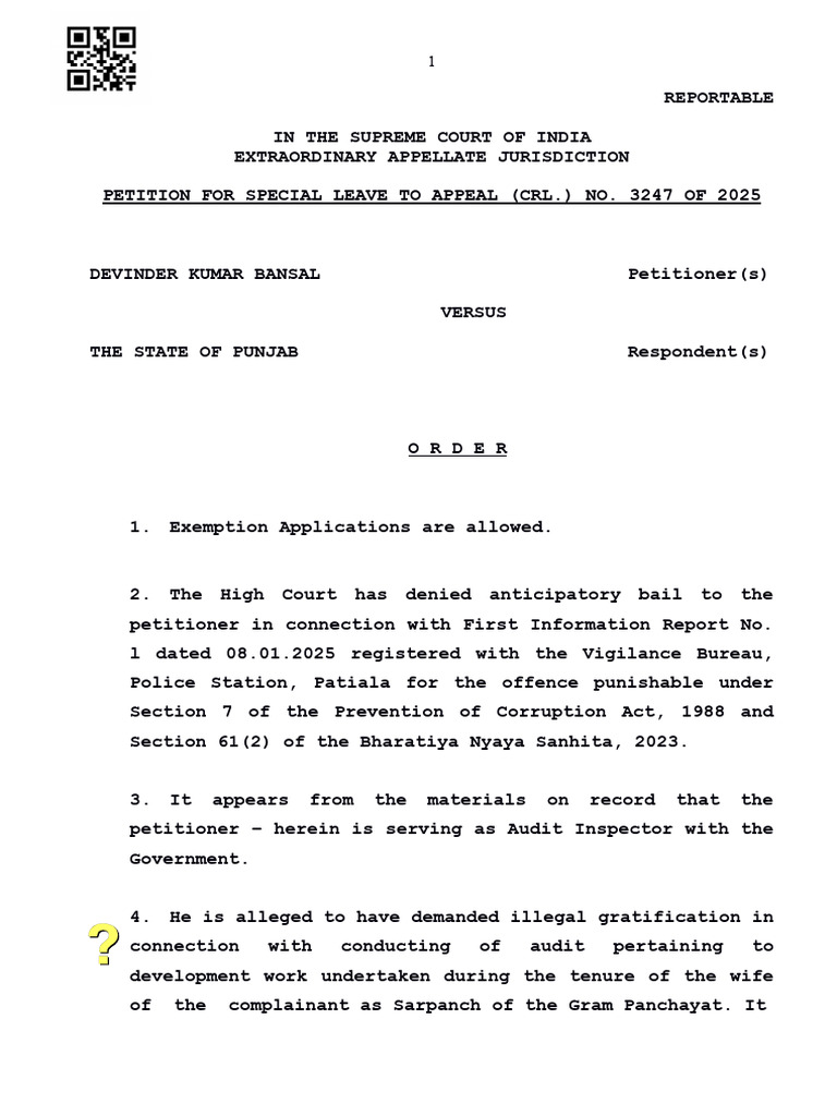 Anticipatory Bail in Corruption Case | PDF | Bail | Criminal Justice