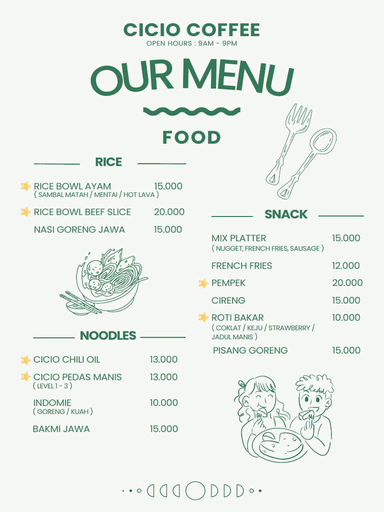 Green Minimalist Illustrative Cafe Menu PDF | PDF | Foods | Cuisine